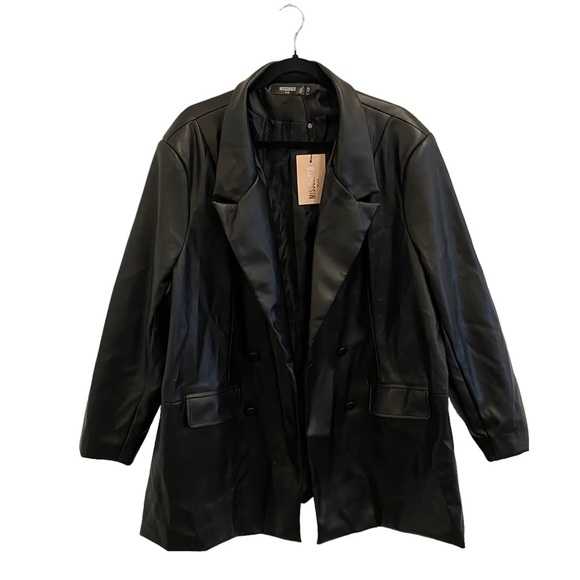 Missguided Black Soft Faux Leather Oversized Blazer - Picture 8 of 14